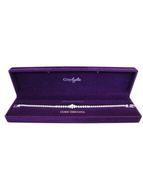 City Lights Cubic Zirconia Tennis Silver Plated  Bracelet